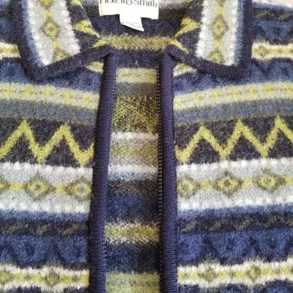 Vintage Wool Sweater Blue & Green Size Large - Picture 6 of 9